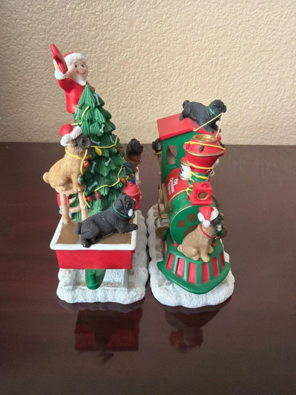 Danbury Mint Pug Christmas Express Complete 6-Piece Train Set - No Box or COA